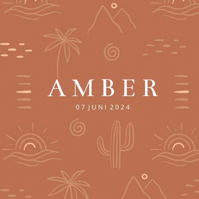 Geboortekaartje modern zomer terra Amber voor