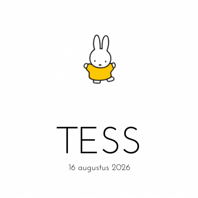 Geboortekaartje nijntje geel Tess