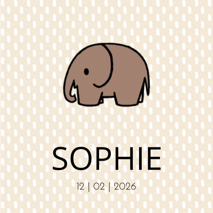 Geboortekaartje Dick Bruna olifant Sophie