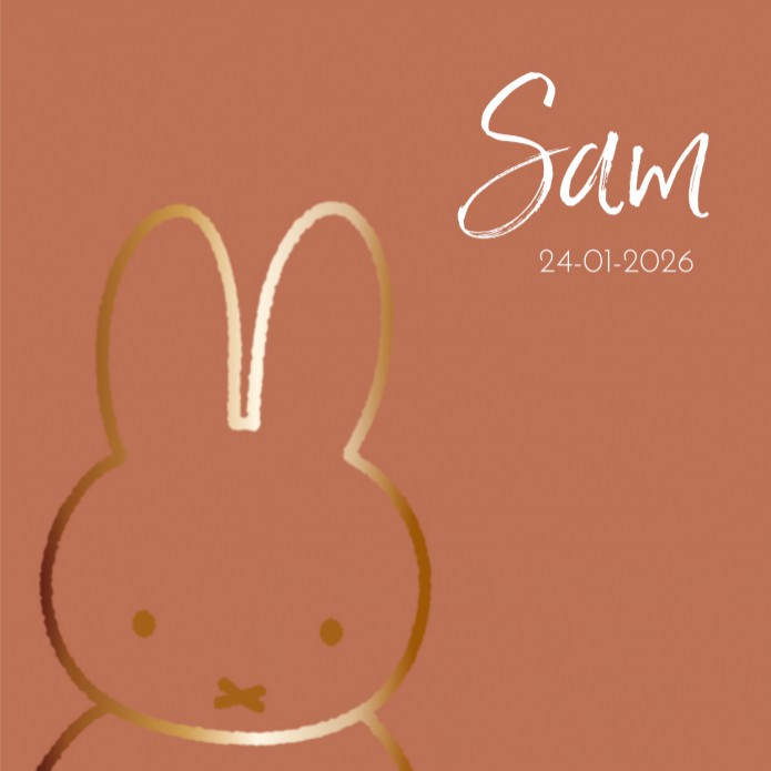 Geboortekaartje nijntje portret goudlook Sam