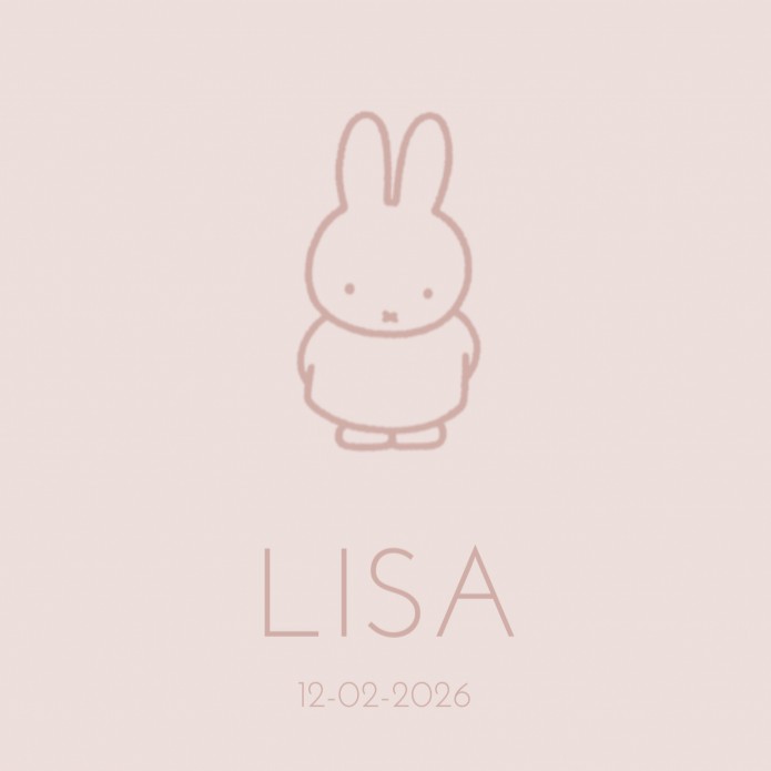 Geboortekaartje nijntje zachtroze Lisa