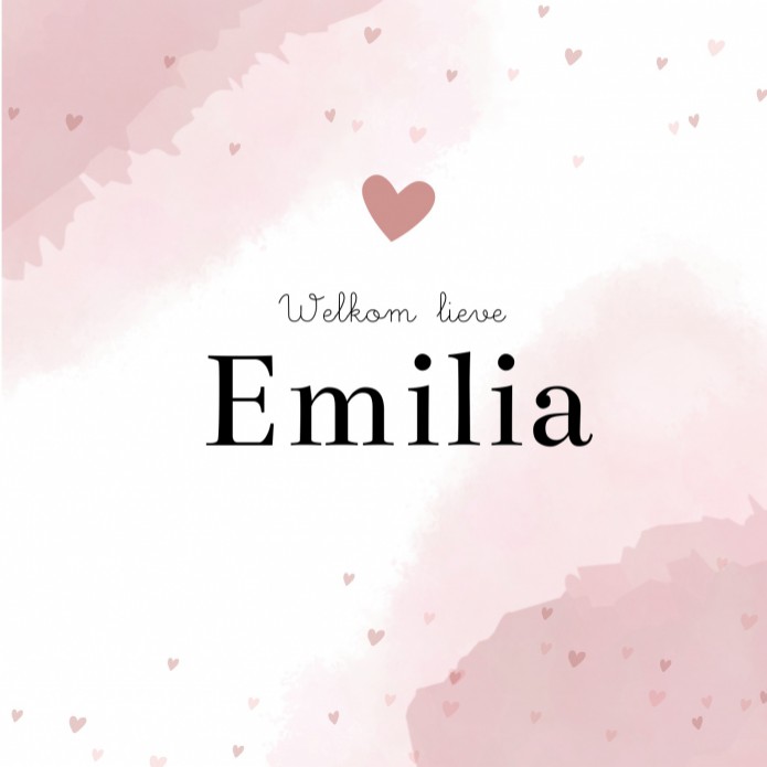 Geboortekaartje meisje roze aquarel Emilia