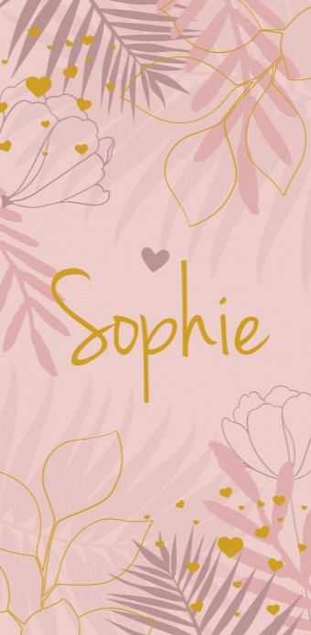 Geboortekaartje roze botanical Sophie - goudfolie optioneel