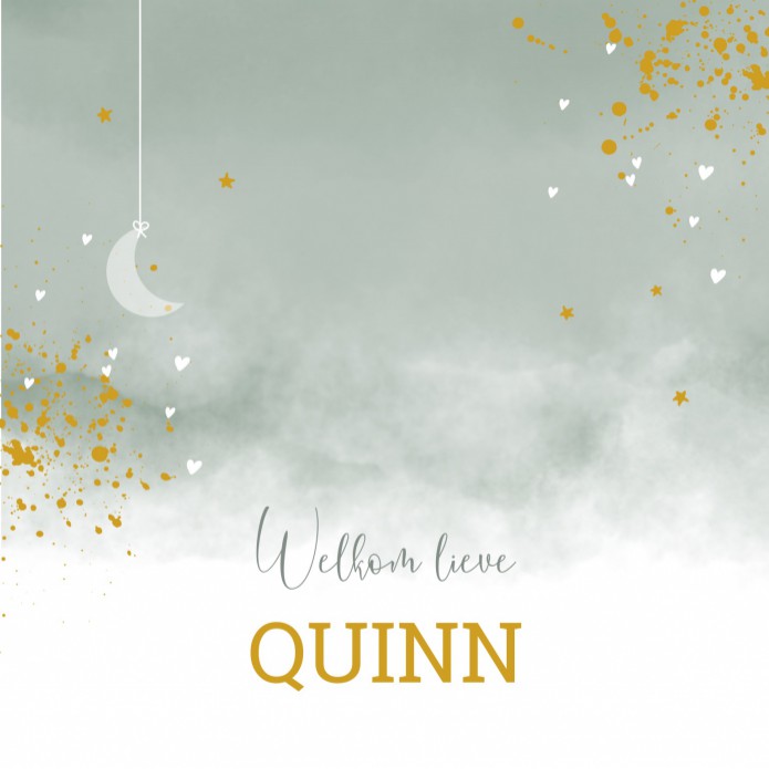 Geboortekaartje jongen aquarel met goud Quinn