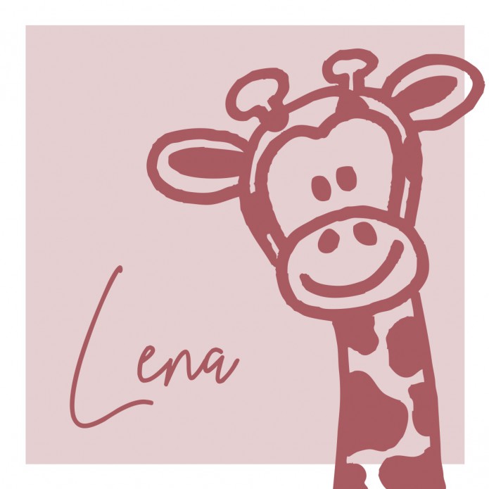 Geboortekaartje meisje giraffe roze Lena voor