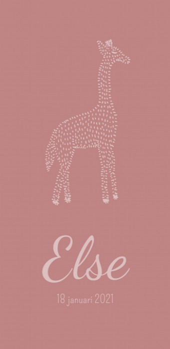Geboortekaartje giraffe roze Else