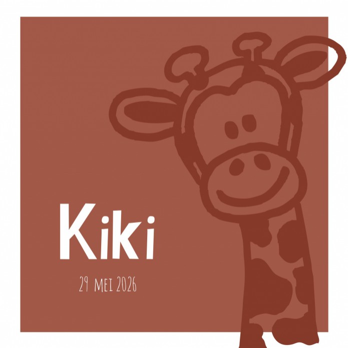 Geboortekaartje meisje giraf terracotta Kiki
