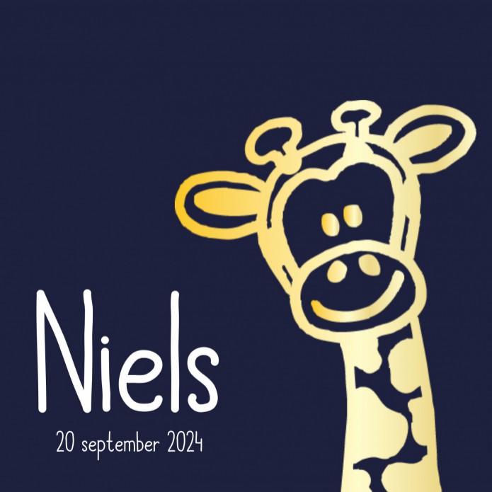 Geboortekaartje Goud Giraffe Niels