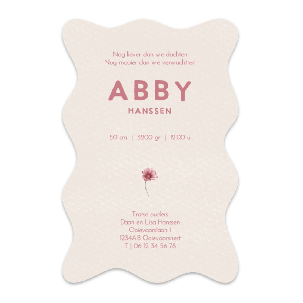 Geboortekaartje meisje bloemenletter Abby