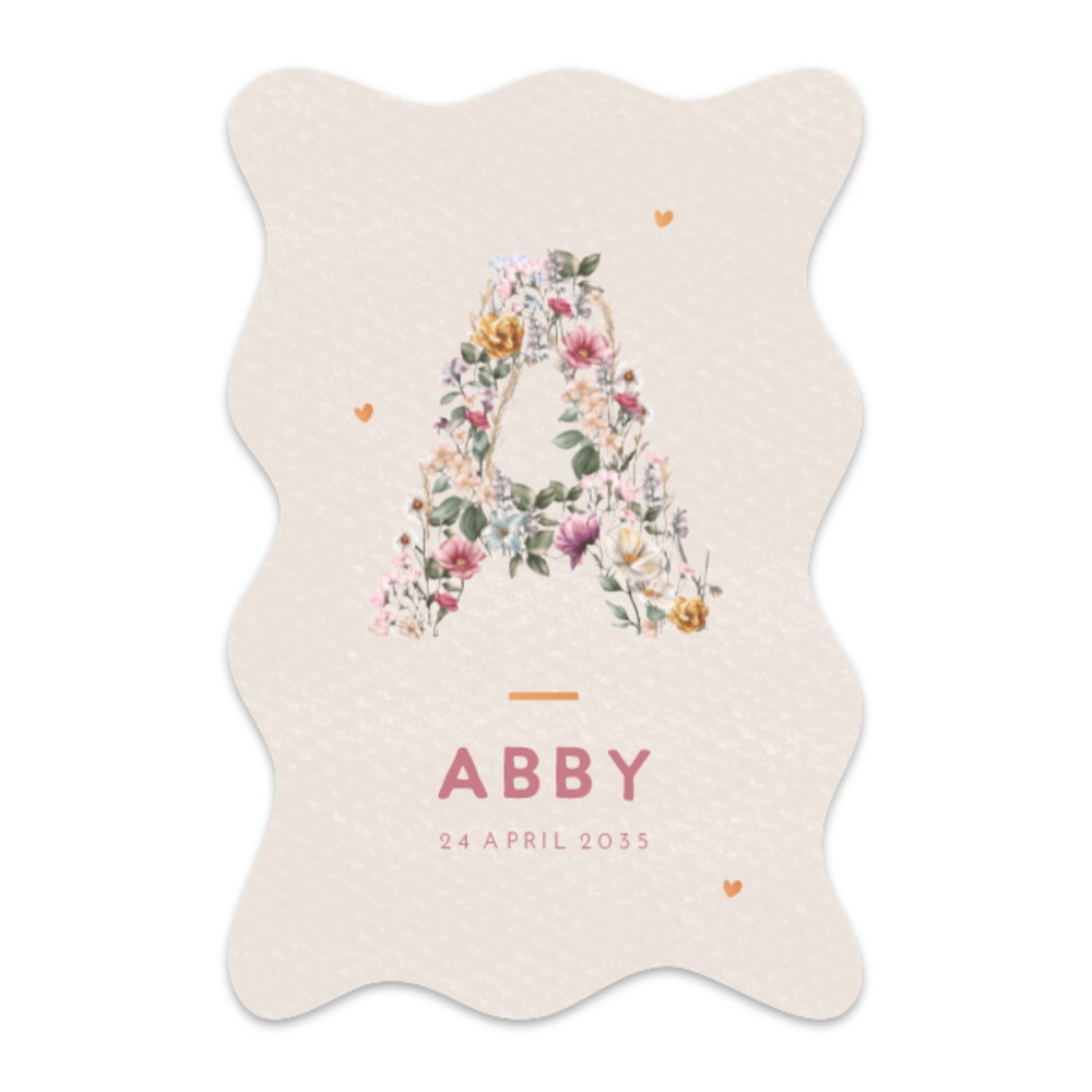 Geboortekaartje meisje bloemenletter Abby