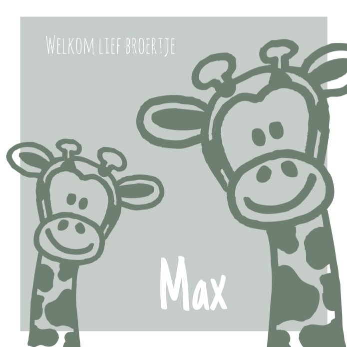 Geboortekaartje met groene girafjes Max