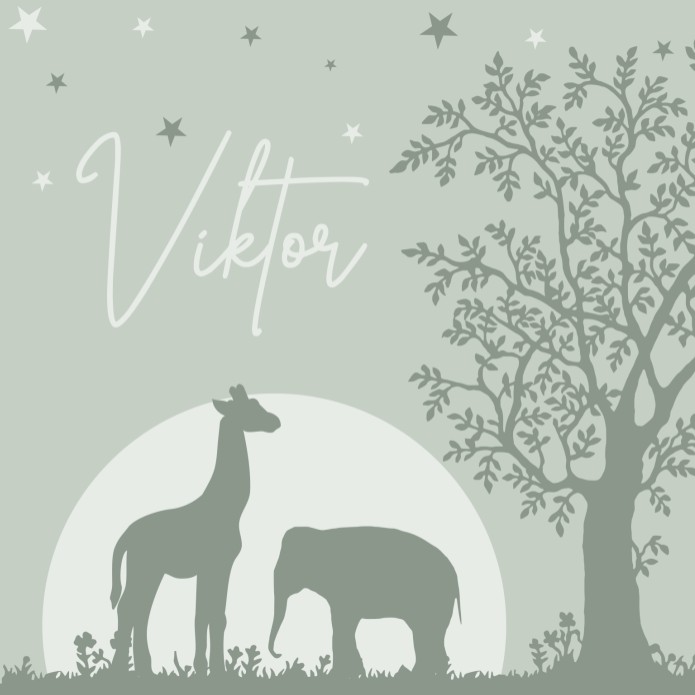 Geboortekaartje jongen silhouetten dieren Viktor