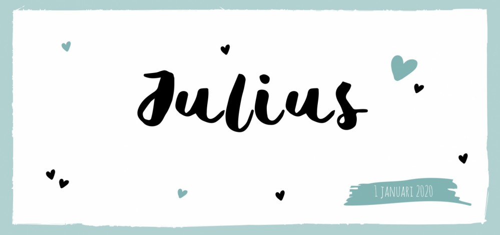 Geboortekaartje Hartjes Julius