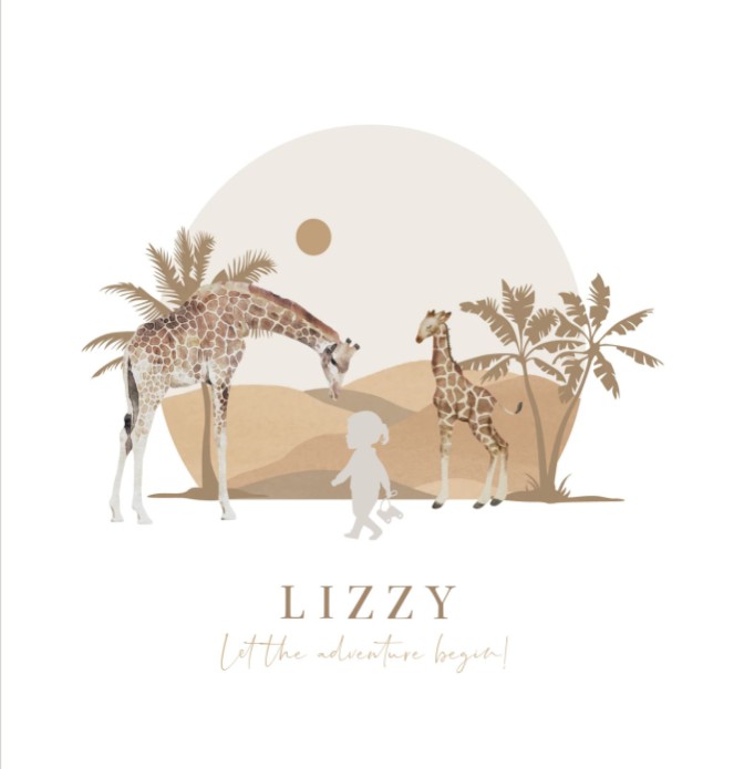 Geboortekaartje meisje giraffe Lizzy