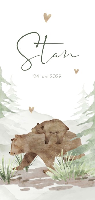 Geboortekaartje neutraal bos beer Stan