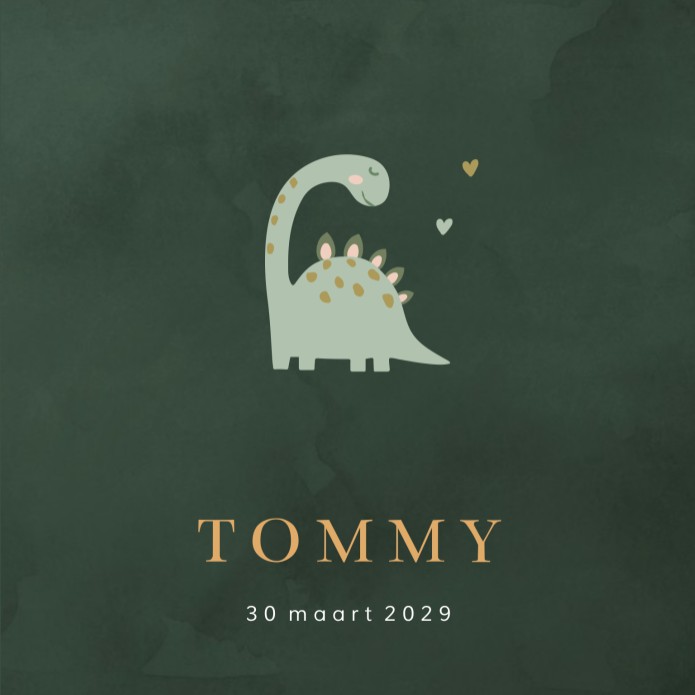Geboortekaartje jongen dino aquarel Tommy