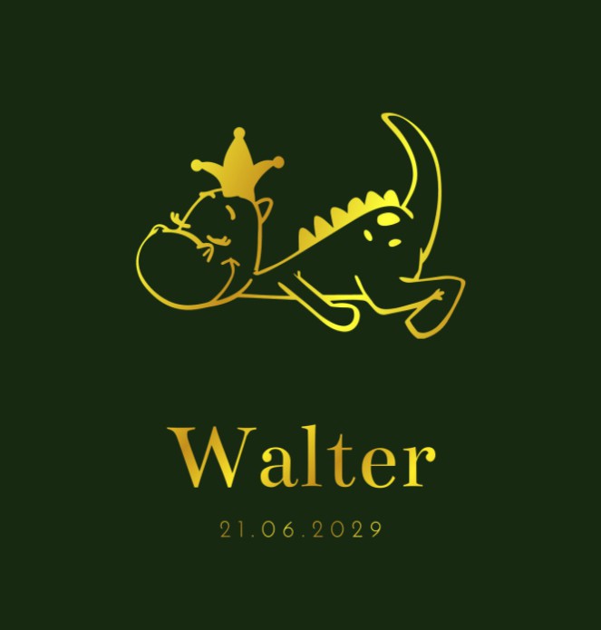 Geboortekaartje jongen draakje Walter