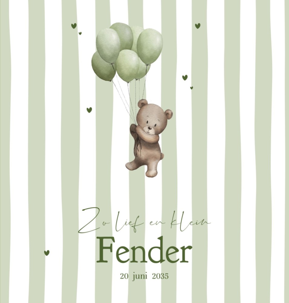 Voorkant van geboortekaartje Fender