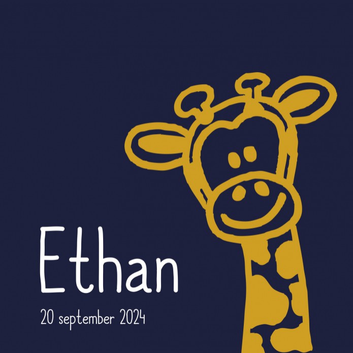 Geboortekaartje jongen giraffe Ethan voor