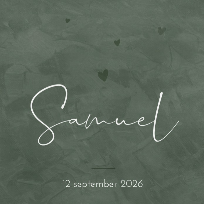 Geboortekaartje jongen betonlook groen Samuel voor