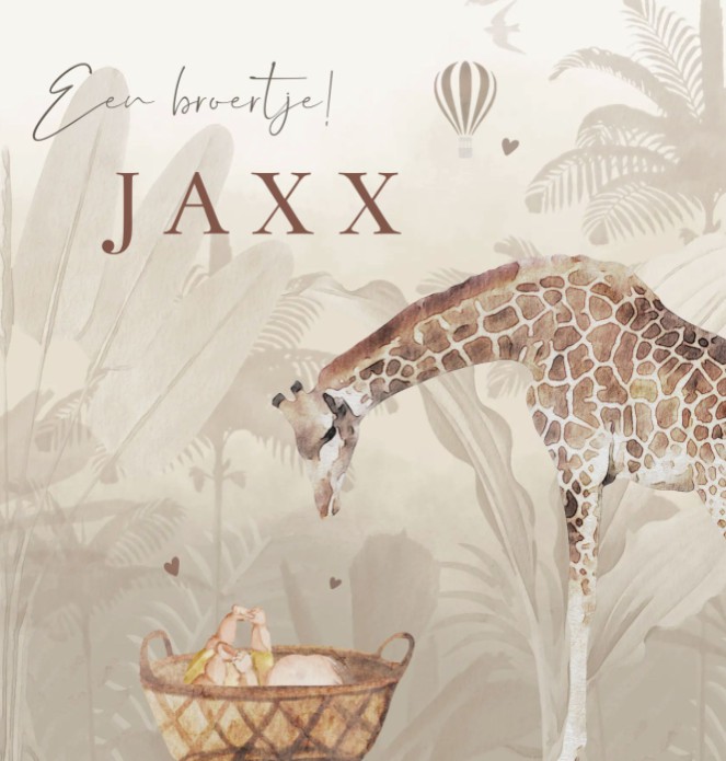 Geboortekaartje jongen jungle giraf Jaxx