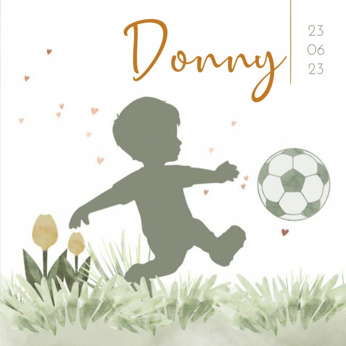 Geboortekaartje jongen met voetbal Donny