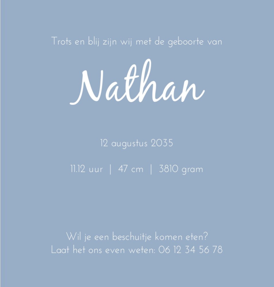 Rechter binnenzijde van geboortekaartje nijntje Nathan