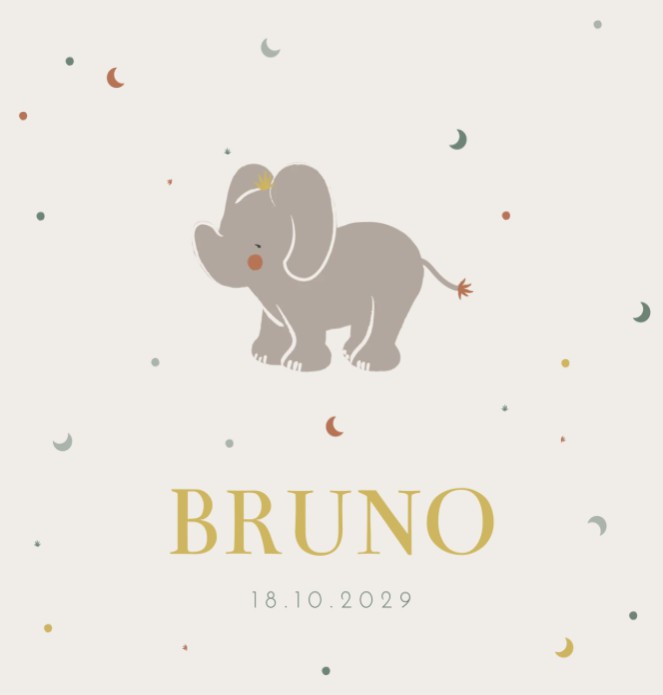 Geboortekaartje neutraal olifant Bruno