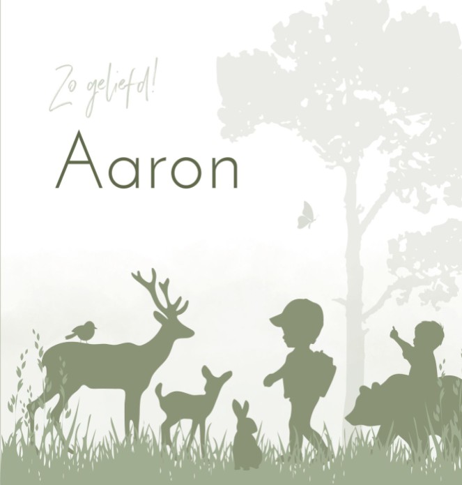 Geboortekaartje jongen silhouetten bosdieren Aaron