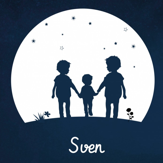 Geboortekaartje silhouette broertjes met de maan Sven