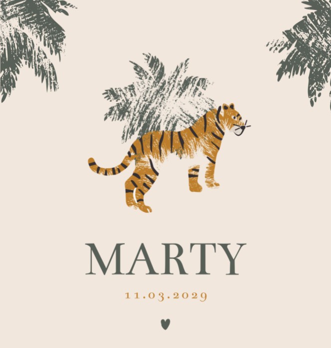 Geboortekaartje jongen tijger Marty