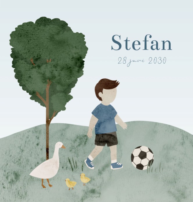 Geboortekaartje jongen voetbal Stefan