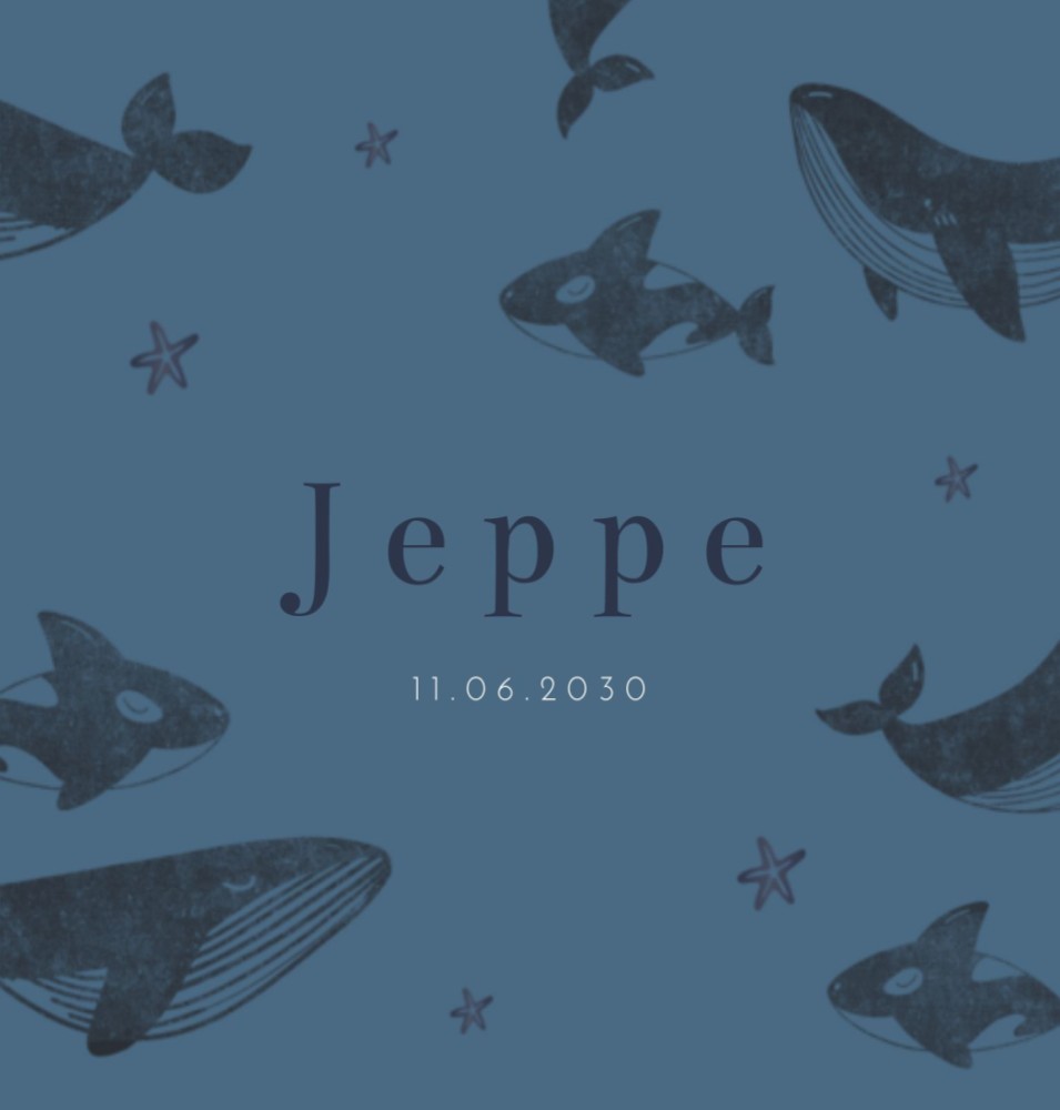 Geboortekaartje Prénatal jongen walvis Jeppe