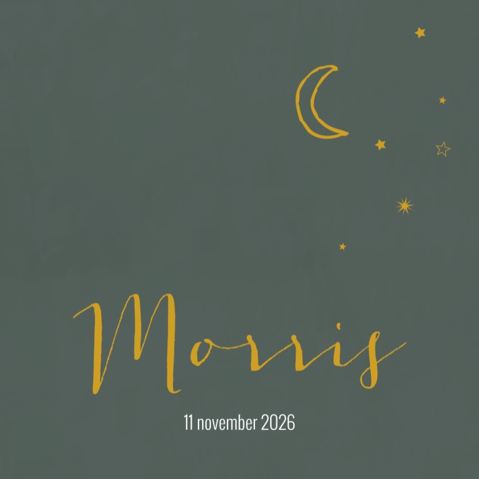 Geboortekaartje jongen groen gouden maan Morris