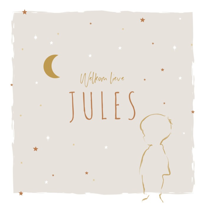 Geboortekaartje zoon silhouette beige Jules