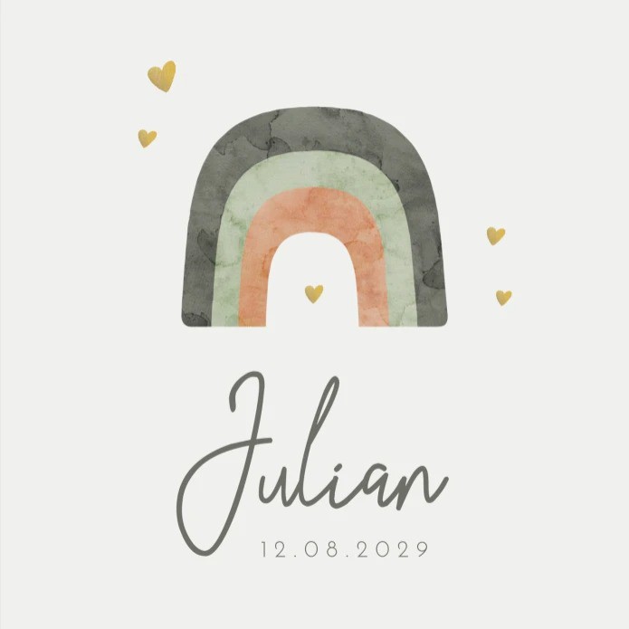 Geboortekaartje jongen regenboog Julian