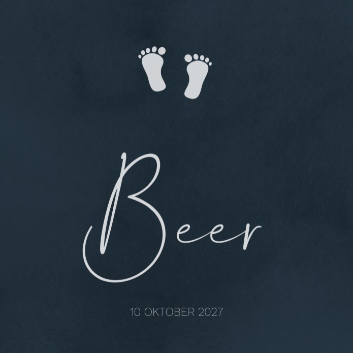 Geboortekaartje jongen voetjes blauw Beer