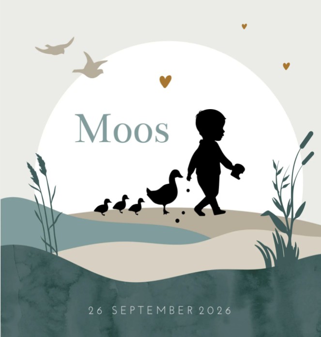 Geboortekaartje jongen silhouette Moos