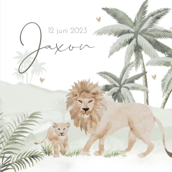 Geboortekaartje jongen jungle dieren Jaxon