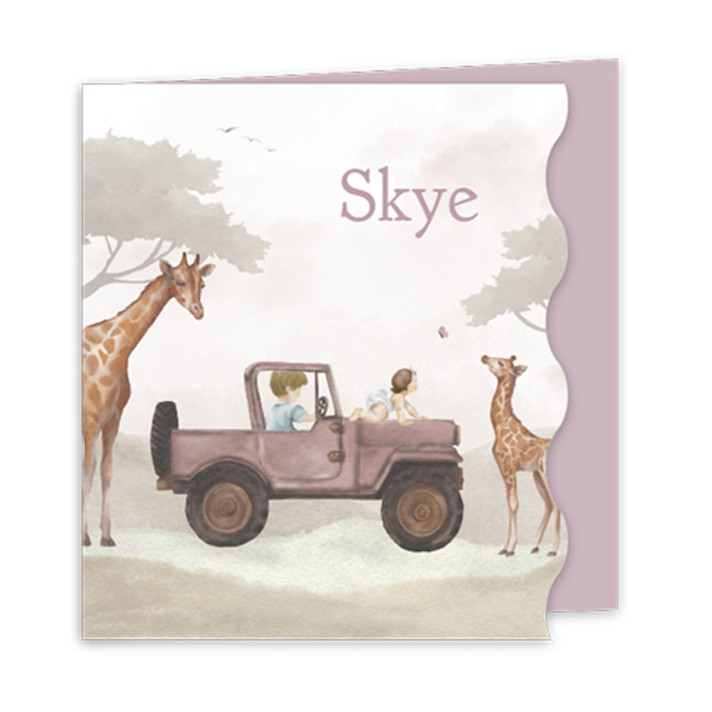 Geboortekaartje meisje jungle grote broer Skye