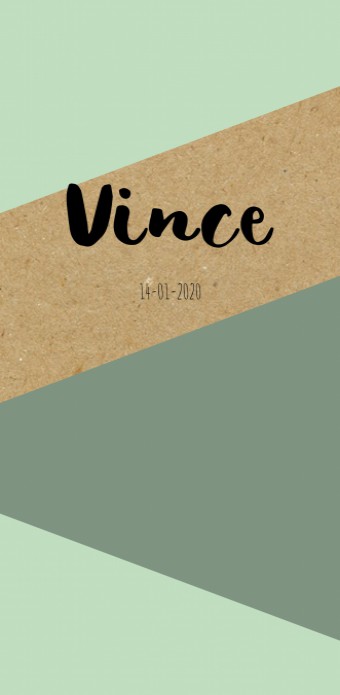 Geboortekaartje kraft groen modern Vince