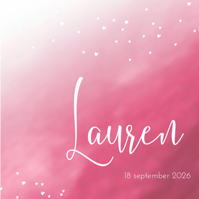 Geboortekaartje roze aquarel Lauren