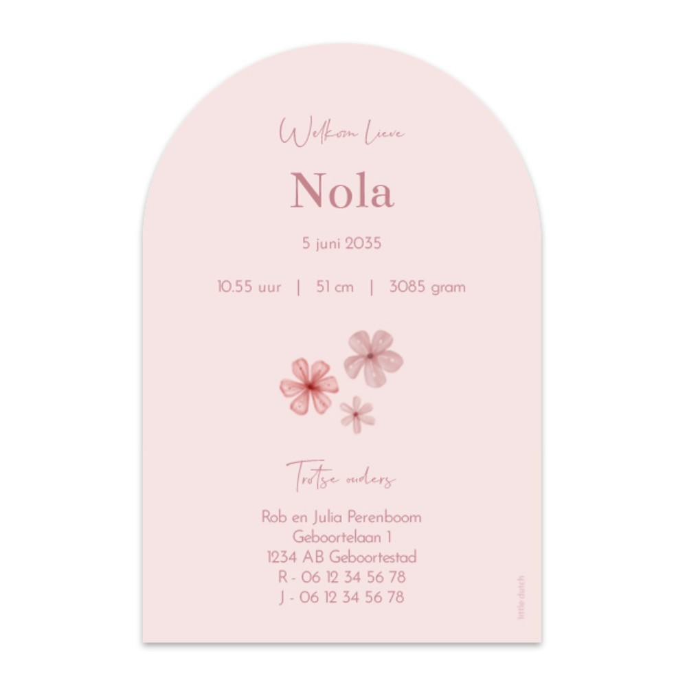 Geboortekaartje meisje Little Dutch fee bloemenprint Nola