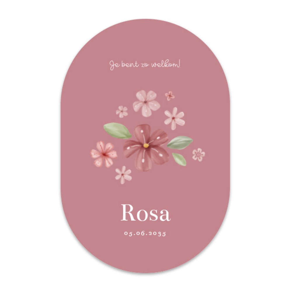 Geboortekaartje meisje Little Dutch ovaal bloemen Rosa