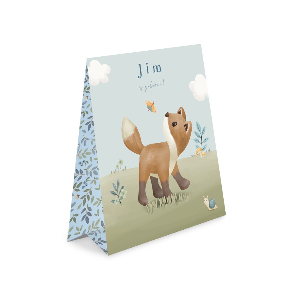 Geboortekaartje jongen Little Dutch vos tentvorm Jim