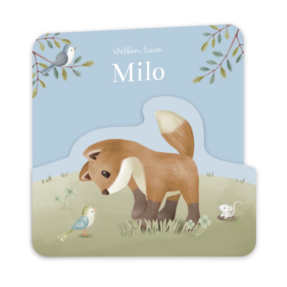 Geboortekaartje jongen Little Dutch uitsnede vos Milo