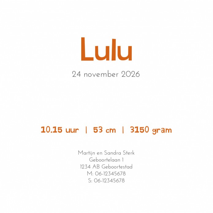 Geboortekaartje lama Lulu binnen