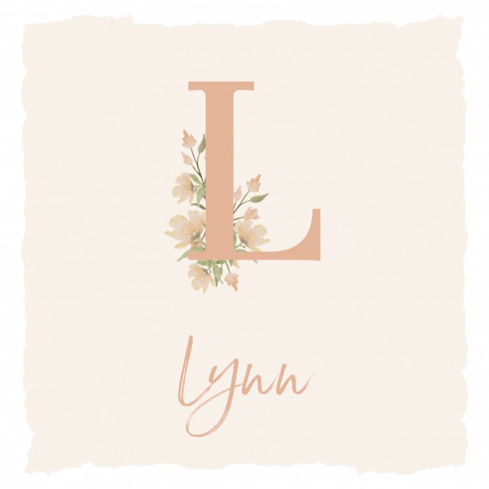 Geboortekaartje letter met roze aquarel floral Lynn voor