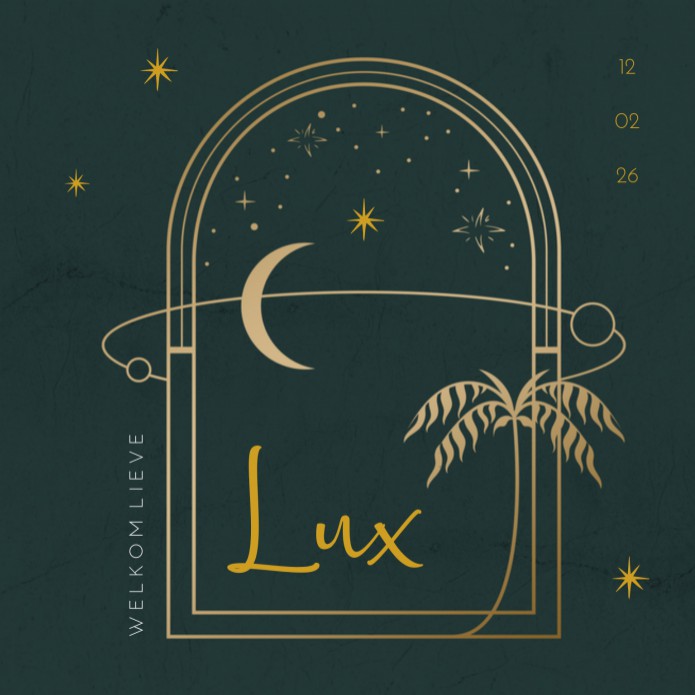 Geboortekaartje jongen donkergroen maan en sterren - Lux