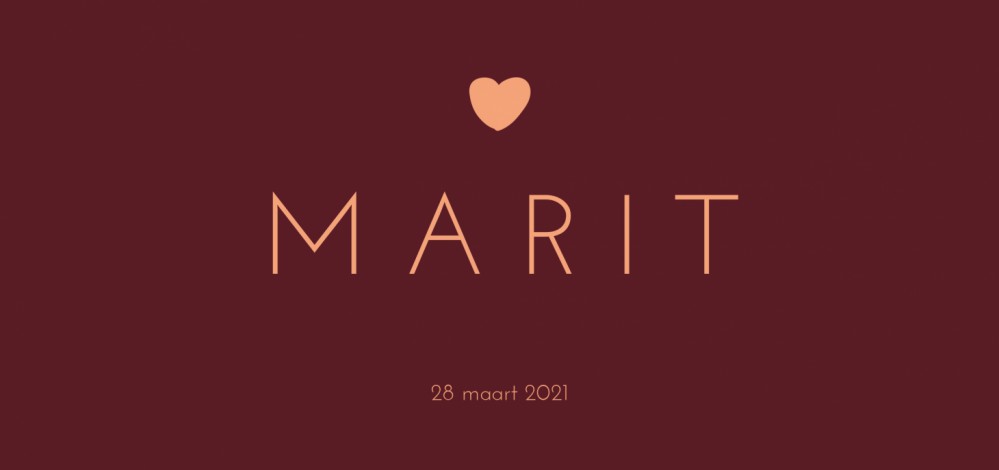Geboortekaartje minimalistisch rood Marit